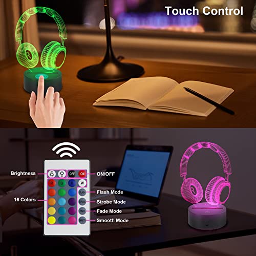AZIMOM Headphone Headset 3D Illusion Lamp 16Color Ni - Image 4