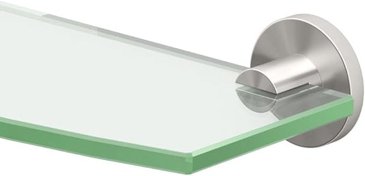 Gatco 4696 Channel Glass Shelf, Satin Nickel/Wall Mounted 20.13" x 5.25" Tempered Glass/Floating Rectangle Glass Shelf for Bathroom