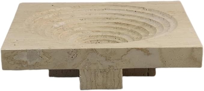 Modern Marble Tray Set - Minimalist Home Decor for entryway, Hotel, Showroom - Geometric Marble Storage Bowl for Essentials and Decorations(Beige18)