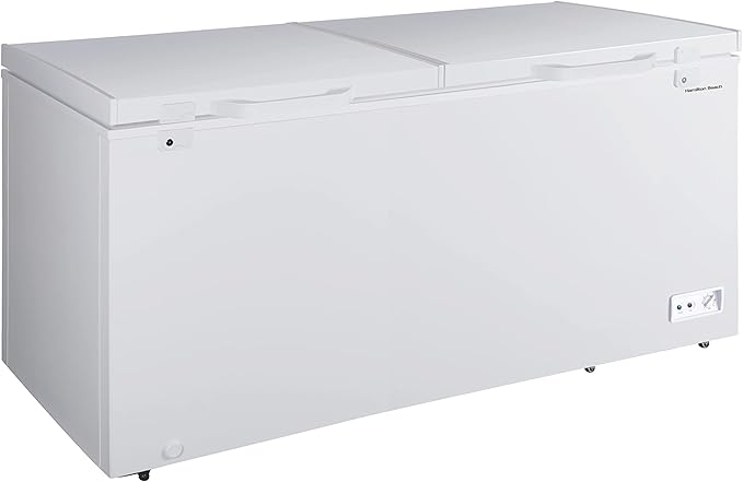Hamilton Beach 17 cu ft Chest Deep Freezer - White, GARAGE READY Food for Large Family, Storage Basket, Space-Saving Flat Back, Stay-Open Lid, Front-Access Drain, for Basement, Laundry Room, Cottage