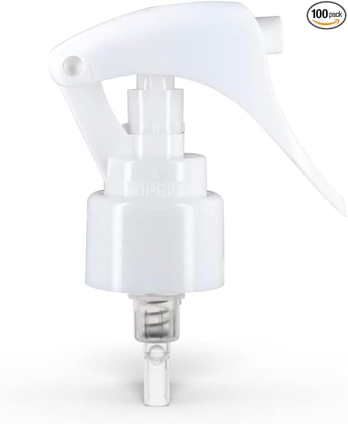 uh*Roh*Muh 24/410 Mini Trigger Sprayer (Pack of 100) White - Smooth Skirt Design, Easy Fit, Adjustable Spray Nozzle - Perfect for DIY, Home, and Garden Use