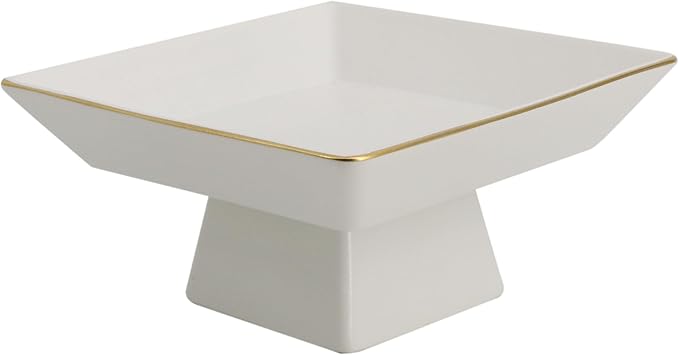 COLLECTIVE HOME - Ceramic Jewelry Tray, Decorative Geometric Jewelry Dish, Luxurious Trinket Tray with High Base, Birthday Mother's Day for Women (Square Matte Gold)