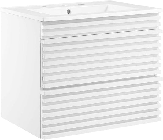 Modway Render 24" Wall-Mount Bathroom Vanity in White White