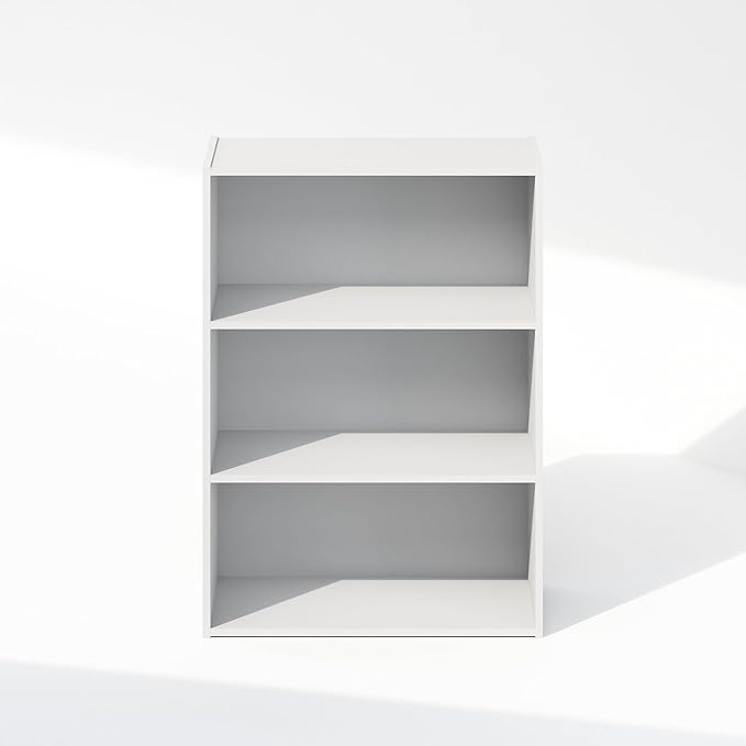 Furinno Reed 3-Tier Multipurpose Open Shelf Clothing & Closet Storage Organization, Plain White