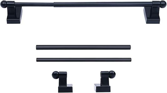 Adjustable Magnetic Rods for Metal Appliance, Doors, Windows, 9 to 16 Inch/4 Pack/Easy Installation Toilet Towel Bar, Muti-Useful (Black, 4pack)
