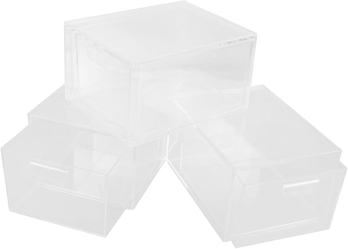 3Pcs Stackable Clear Desktop Storage Box with Vanity Organizer for Makeup Skincare and Stationery Space Saving for Bathroom and Home Office Storage