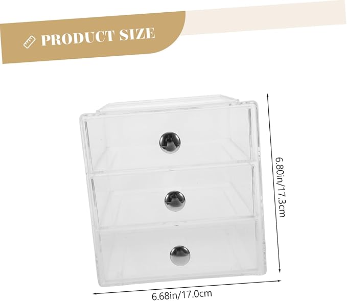 Vaguelly Clear Drawer Organizer for Makeup Jewelry Stackable Storage Box Handles for Desktop and Home Use