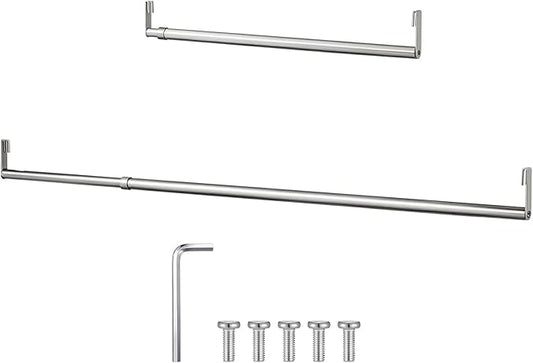 Expandable Closet Rod for Wire Shelf Hanging Clothes Adjustable Heavy Duty Closet Hanging Rod Extender Heavy Duty Hanger Bar Metal Poles for Wardrobes Hanger, 1 Pack(36-60 Inch,Silver)