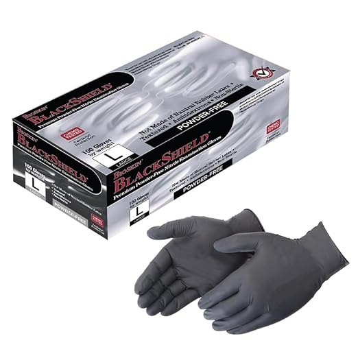 BioSkin Nitrile Exam Grade Disposable Gloves, 6 Mil - Medium | Powder-Free, Chemical + Puncture Resistant, Textured | for Medical, Industrial, Janitorial, Food Service (Box of 100)