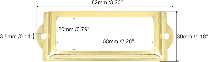 uxcell Metal Label Holders, 82x30mm 60pcs File Name Card Tag Label Holder Frame for Office Library Drawer Cabinet Shelves, Gold Tone