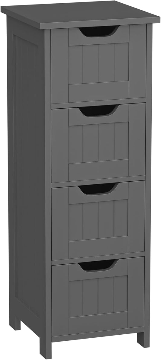ZENY Bathroom Floor Storage Cabinet with 4 Drawers for Bedroom, Bathroom, Hallway, Narrow Toilet Paper Cabinet, Freestanding (Grey)