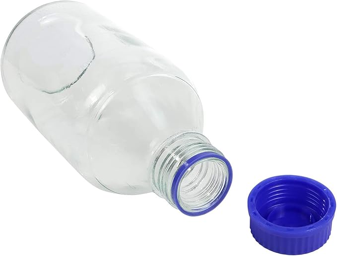 Lab Media Storage Round Bottles Graduated Glass Container GL45 Screw Cap Leakproof Multi-Purpose for Scientific — pack of 4 (Blue,1000ml)
