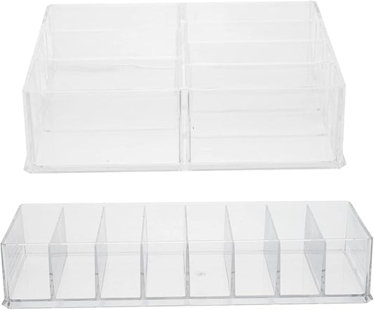Cabilock 2pcs Acrylic Makeup Storage Box Small Organizer for Cosmetics Countertop Makeup Rack