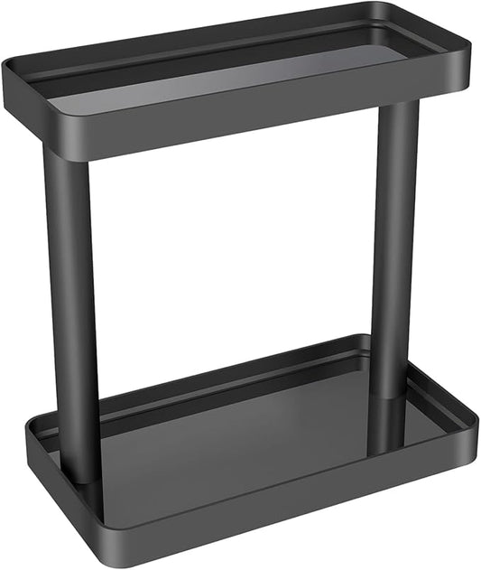 YUMORE Shower Caddy Organizer with Tempered Glass Shelves, Space-Saving Storage Shelf, Rust-Resistant Metal Corner Shelf for Modern Bathroom Shower (2 Tier)