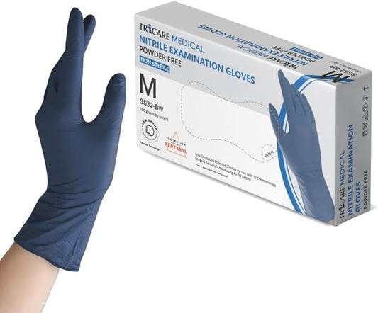 Low Derma Nitrile Exam Gloves, Chemo drug tested, Latex free, Powder free, Berry Blue, 3.5 mil, S, M, L, XL