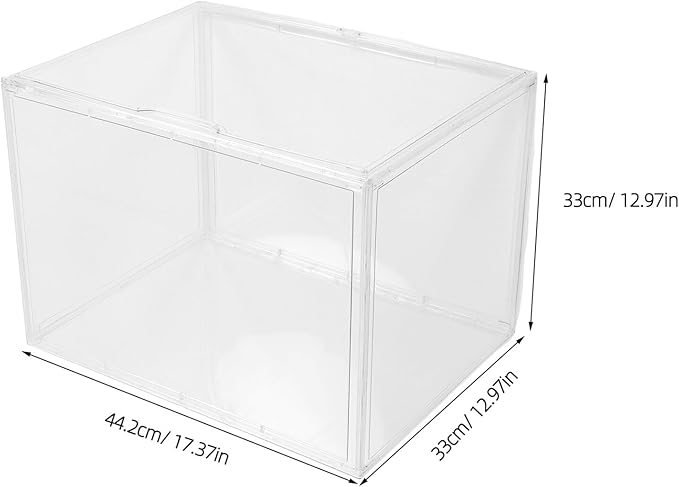 Large Acrylic Shoe Storage Box Organizer 45x33x33cm Stackable Plastic Sneaker Display Container with Side Opening for Closet Entryway under Bed