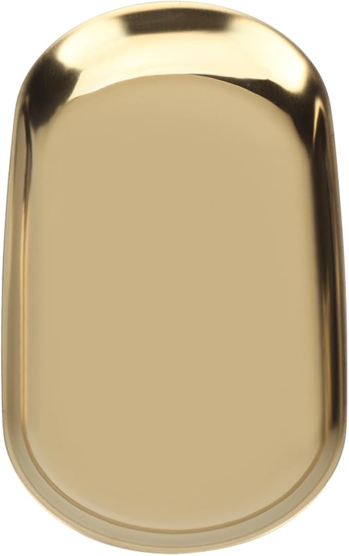 Rengue Nordic Style Stainless Steel Storage Tray, Soft Brass Finish, 9.1x3.7 Inches, Jewelry and Cosmetics Organizer for Home or Office Nordic Style Stainless Steel Storage Tray, Nan (L)