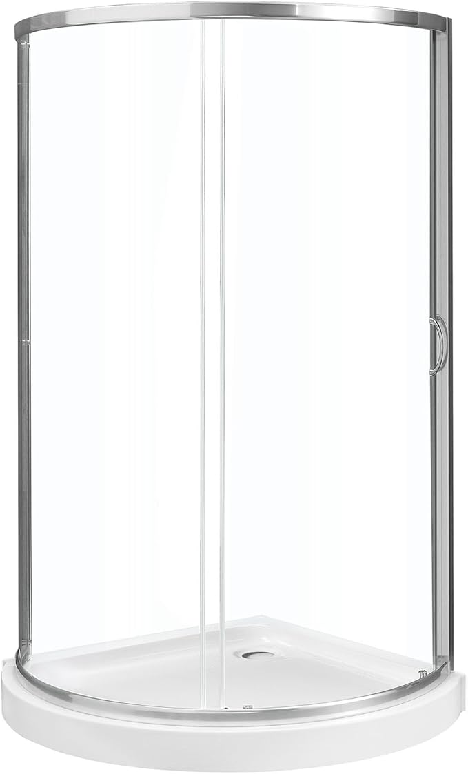 OVE Decors Breeze 38 in. Corner Shower, With Included Base, Clear Glass and Satin Nickel Finish
