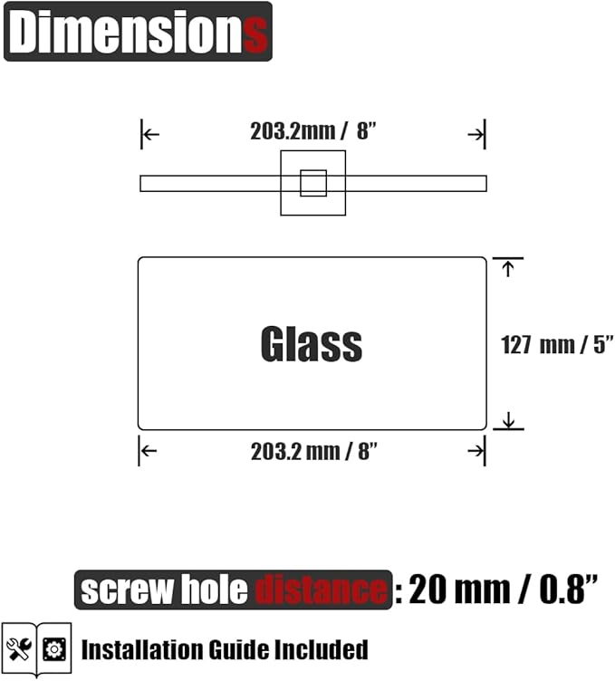 JQK Bathroom Glass Shelf Chrome, Tempered Glass Shower Storage 8 by 5 inches, 304 Stainless Steel Polished Chrome Wall Mount, TGS201L8-CH