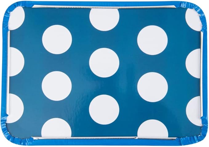 Restaurantware-16 Ounce Disposable Takeout Containers, 50 Rectangle Food Containers - With Polka Dot Lids, Blue Takeaway Container, Aluminum Delivery Container, Freezable