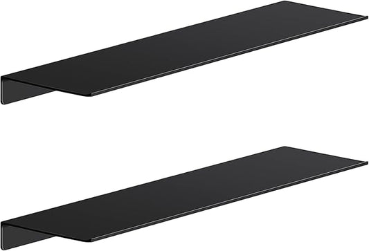 Danpoo Black Floating Shelves for Wall Storage, Metal Wall Shelves for Living Room, Bathroom, Kitchen, 20" Long Display Shelves for Collectibles(2 PCS)