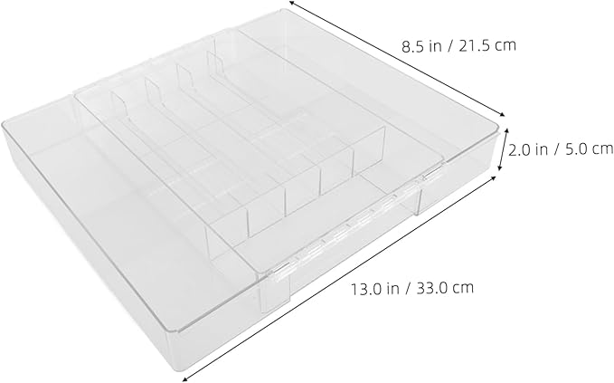 CHILDWEET Expandable Cutlery Tray Organizer Acrylic Silverware Storage for Kitchen Drawer Multi-compartment Utensil Holder