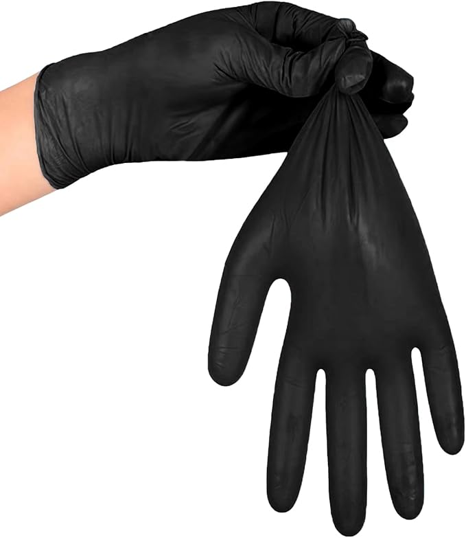 Disposable Nitrile Industrial Gloves: 5 Mil, Latex & Powder-Free, Textured, Food-Safe, Black