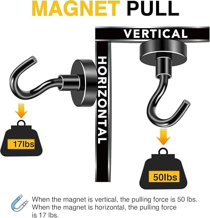 DIYMAG Magnetic Hooks, 28pack Magnet Hook Essentials Strong Heavy Duty Magnetics for Kitchen Refrigerator Hanging Classroom Cruise Cabins Accessories Hook Black