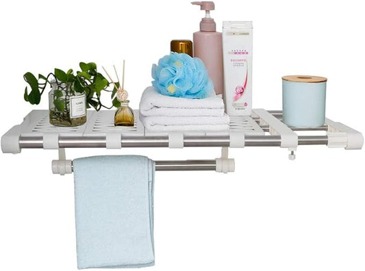 BAOYOUNI Expandable Closet Shelf Rod Clothes Storage Rack Organizer Separator Space Saving with 5 Mesh Spacers and 1 Hanging Rod, 17.72-27.56 in