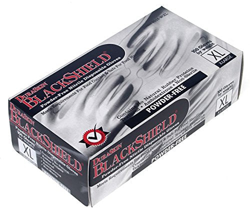 DuraSkin 2016BK Nitrile Disposable Gloves, 6 Mil - Black, Small | Powder-Free, Micro-Textured, Industrial Grade | for Janitorial, Cleaning, Manufacturing (Box of 100)