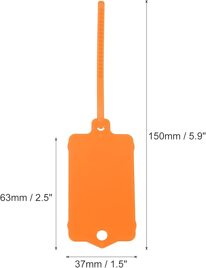 MECCANIXITY Plastic Tags Key Label Tags, for Plastic Tie Mark Product Identification Tags,Valve Marking,Outdoor Tagging, 1.5x2.5 Inch Orange 25Packs