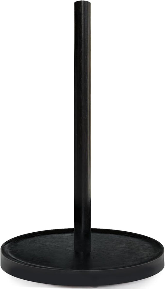 NESAPTO Paper Towel Holder Countertop, Wooden Freestanding Paper Towel Stand for Modern Farmhouse & Cottagecore Decor, Kitchen Bathroom Essential, Black