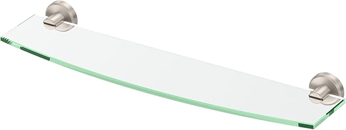 Gatco 5466 Locke Glass Shelf, Satin Nickel//Wall Mounted 20.13" X 5.38" Tempered Glass/Floating Rectangle Glass Shelf for Bathroom