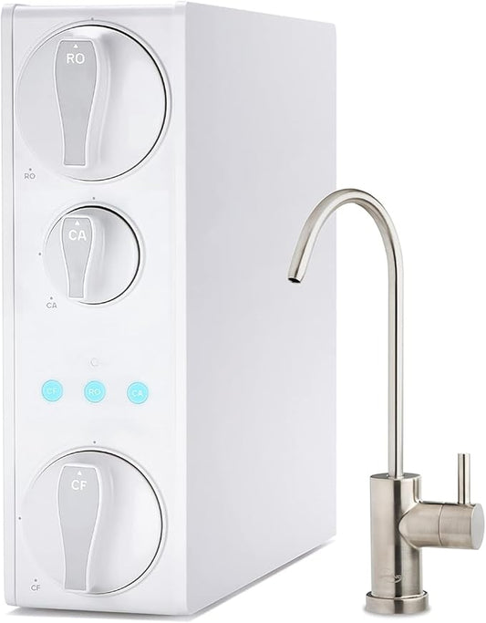 iSpring RO500AK-BN Reverse Osmosis Water Filter, NSF 58 Certified, 500 GPD Tankless Under Sink RO System, Natural pH Alkaline Remineralization, 2:1 Pure to Drain Ratio, Brushed Nickel Faucet