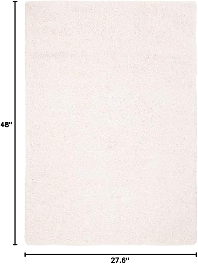 SAFAVIEH Fontana Shag Collection Accent Rug - 2'3" x 4', Ivory, Solid Design, Non-Shedding & Easy Care, 2-inch Thick Ideal for High Traffic Areas in Entryway, Living Room, Bedroom (FNT800A)
