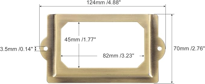 uxcell Metal Label Holders, 124x70mm 4pcs File Name Card Tag Label Holder Frame for Office Library Drawer Cabinet Shelves, Bright Bronze