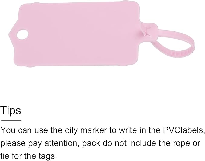 MECCANIXITY Plastic Tags, 1.5x2.5 Inch Pink, 25 Packs - Product Identification, Shipping, Material Labels, Indoor/Outdoor