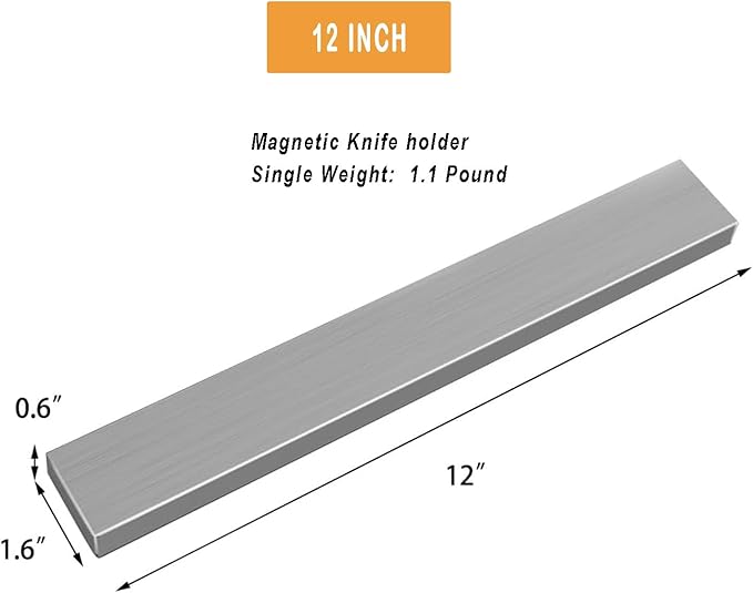 Stainless Steel Magnetic Knife Holder 12 Inch for wall,Multi-Purpose Functionality Adhesive Magnetic knife Strip as Office magnetic tool manager,kitchen Magnetic Tool Organizer.