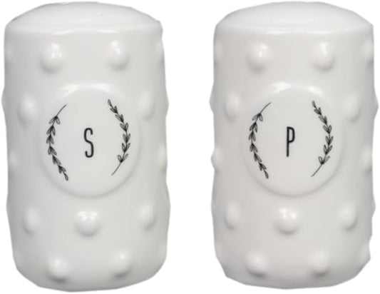 Young's Inc Cottagecore Ceramic Salt and Pepper Shaker Set, Farmhouse White Rustic, Vintage Country Kitchen Table Decor Seasoning Set, Cute Cottage Kitchen Accessories,3.5 Inch