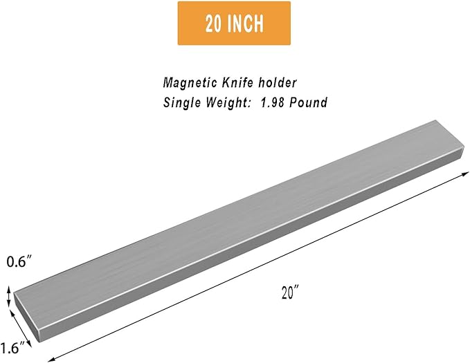 Stainless Steel Magnetic Knife Holder 20 Inch for wall,Multi-Purpose Functionality Adhesive Magnetic knife Strip as Office magnetic tool manager,kitchen Magnetic Tool Organizer.