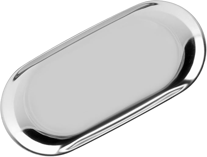 Rengue Nordic Style Stainless Steel Storage Tray, Soft Brass Finish, 9.1x3.7 Inches, Jewelry and Cosmetics Organizer for Home or Office Nordic Style Stainless Steel Storage Tray, Nan (L)
