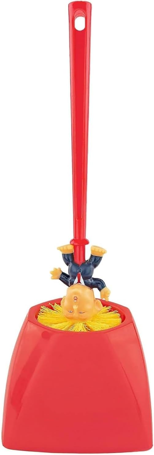 Fairly Odd Novelties Donald Trump Toilet Bowl Brush W/Holder - Makes Perfect White Elephant Novelty Gag Political Gift Make Toilets Clean Again, Red, (FON-10344)