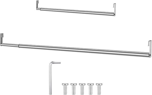 Expandable Closet Rod for Wire Shelf Hanging Clothes Adjustable Heavy Duty Closet Hanging Rod Extender Heavy Duty Hanger Bar Metal Poles for Wardrobes Hanger, 1 Pack (24-41 Inch,Silver)