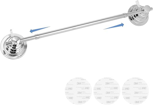 Suction Cup Towel Bar for Shower, 15.75''-25.6'' Adjustable Stainless Steel Towel Holder, Heavy Duty Suction Towel Rack with Powerful Vacuum Adsorption for Bathroom, Kitchen, RV, and Renters
