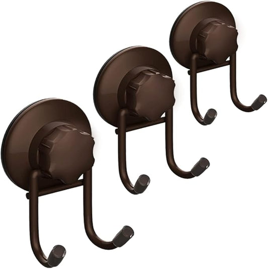 SANNO Suction Cup Hooks, Squeegee Holder, Towel Robe Loofah Hooks, Bathroom Accessories, Bronze