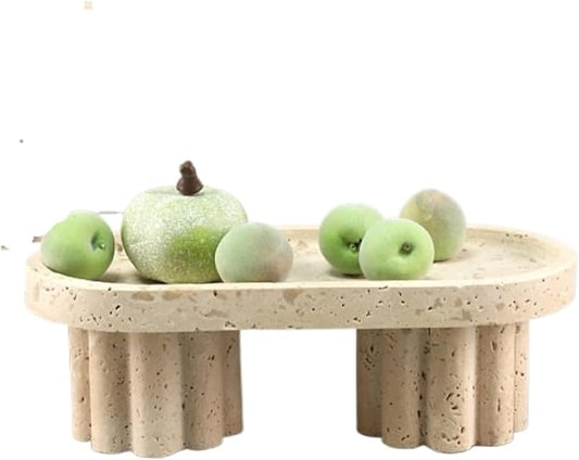 Modern Marble Tray Set - Minimalist Home Decor for entryway, Hotel, Showroom - Geometric Marble Storage Bowl for Essentials and Decorations(Beige1)