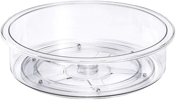 Slideep 9.8'' Round Lazy Susan Rotating Turntable Food Storage Container for Cabinet, Pantry, Refrigerator, Countertop, Spinning Organizer for Spices, Condiments, Baking Supplies