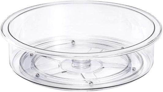 Slideep 9.8'' Round Lazy Susan Rotating Turntable Food Storage Container for Cabinet, Pantry, Refrigerator, Countertop, Spinning Organizer for Spices, Condiments, Baking Supplies