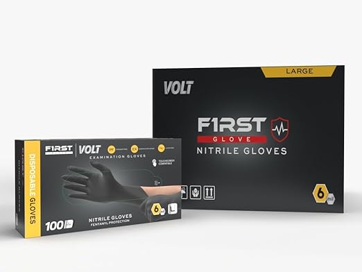FIRT Glove Volt Medium 1000 Ct. 6 Mil Black Nitrile Disposable Gloves - Food Safe Disposable Gloves, Disposable Cleaning Gloves, Micro Textured Gloves for Enhanced Grip, Latex Free Gloves