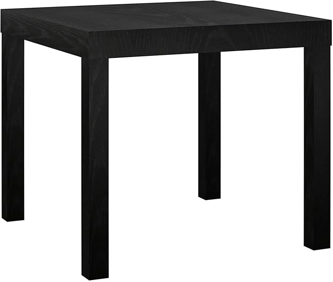 Parsons End Table Black Oak, 17.5" H x20 W x20 D, PVC Laminated Hollow Core, Water Resistant, Sturdy Square Construction, Minimal Assembly, for Living Room/Dorm/Small Apartment, 2026, Home Essential